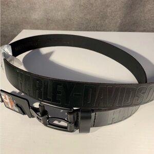 Harley-Davidson Men's XL 42/44 Embossed Genuine‎ Leather Belt, Black New